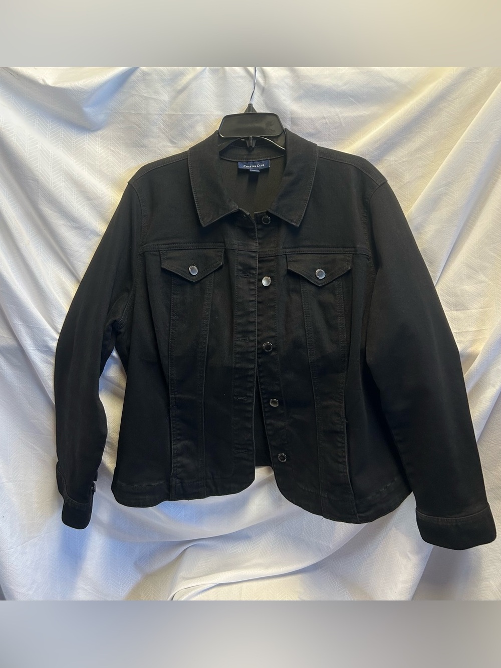 Charter Club Black Denim Trucker Jacket. XL.
